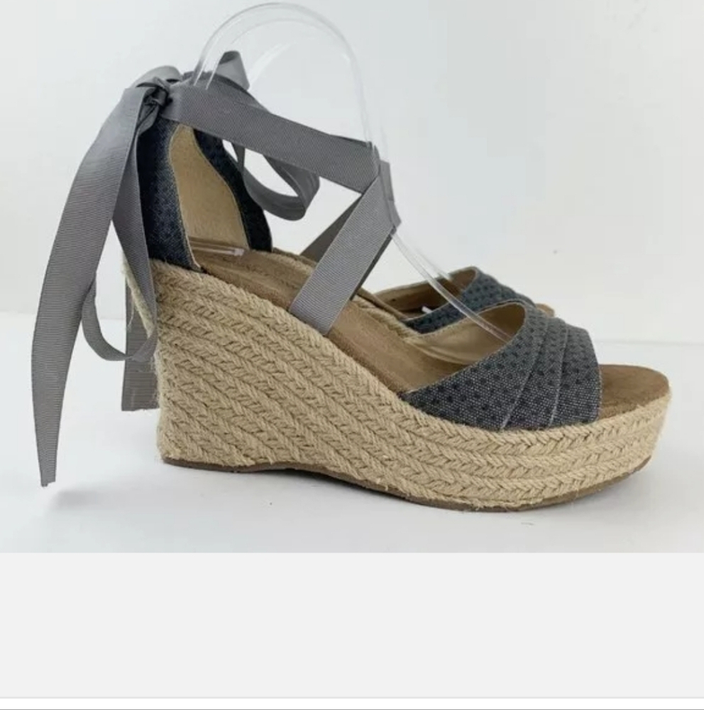 Bear Paw Gray Wedge Espadrille Sandals Sz9M